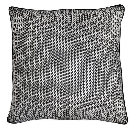 Funda de cojín, 60 x 60 cm, con estampado geométrico triangular crudo/negro | Colección Breda