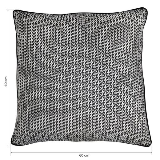 Funda de cojín, 60 x 60 cm, con estampado geométrico triangular crudo/negro | Colección Breda