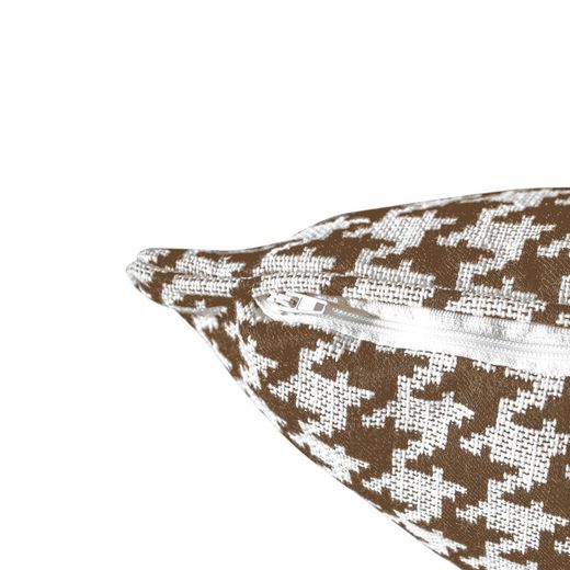 Copri-cuscino, 60 x 60 cm, con motivo a pata di gallo marrone e bianco, | Collezione Ribe