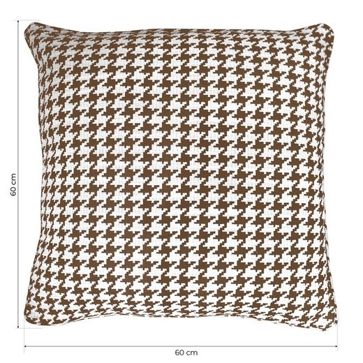 Copri-cuscino, 60 x 60 cm, con motivo a pata di gallo marrone e bianco, | Collezione Ribe