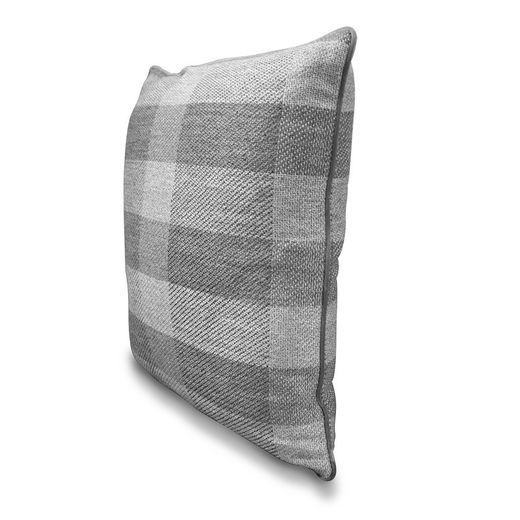 Funda de cojín, 60  x  60 cm, con formas cuadriculadas gris  | Colección Vik
