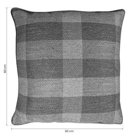 Funda de cojín, 60  x  60 cm, con formas cuadriculadas gris  | Colección Vik