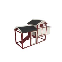 Gallinero de Madera Pintada y Metal Gardiun Kansas 62x152x92 cm - para 3 Gallinas con Percha y Tejado a 2 Aguas