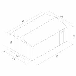 Metallgarage Gardiun Durham 15,36 m² Anthrazitgrau mit Doppeltür und Satteldach