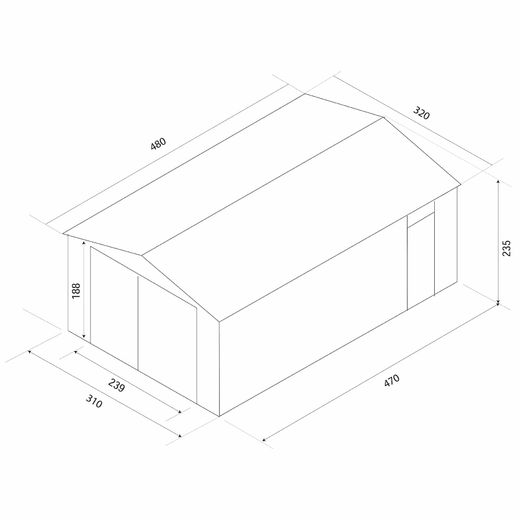 Metallgarage Gardiun Durham 15,36 m² Anthrazitgrau mit Doppeltür und Satteldach