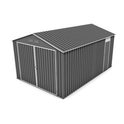 Metallgarage Gardiun Durham 15,36 m² Anthrazitgrau mit Doppeltür und Satteldach