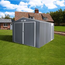 Metallgarage Gardiun Durham 15,36 m² Anthrazitgrau mit Doppeltür und Satteldach