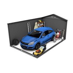 Metallgarage Gardiun Durham 15,36 m² Anthrazitgrau mit Doppeltür und Satteldach