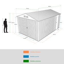 Metallgarage Gardiun Durham 15,36 m² Anthrazitgrau mit Doppeltür und Satteldach