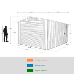 Garaje Metálico Essex 19,5 m² Verde - Estructura Rígida y Puerta Enrollable