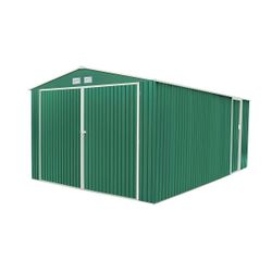 Metallgarage Gardiun Oxford 20,5 m² Außen, Grün, mit Doppeltür und Satteldach
