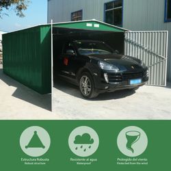 Metallgarage Gardiun Oxford 20,5 m² Außen, Grün, mit Doppeltür und Satteldach