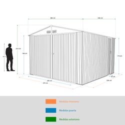 Metallgarage Gardiun Oxford 20,5 m² Außen, Grün, mit Doppeltür und Satteldach