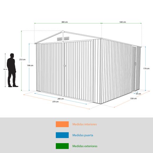 Metallgarage Gardiun Oxford 20,5 m² Außen, Grün, mit Doppeltür und Satteldach