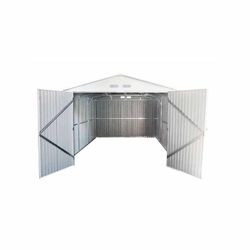 Metallgarage Gardiun Oxford 20,5 m² Außen, Grün, mit Doppeltür und Satteldach