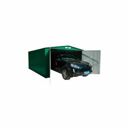 Metallgarage Gardiun Oxford 20,5 m² Außen, Grün, mit Doppeltür und Satteldach