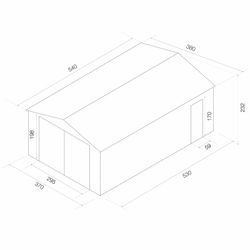 Metallgarage Gardiun Oxford 20,5 m² Außen, Grün, mit Doppeltür und Satteldach