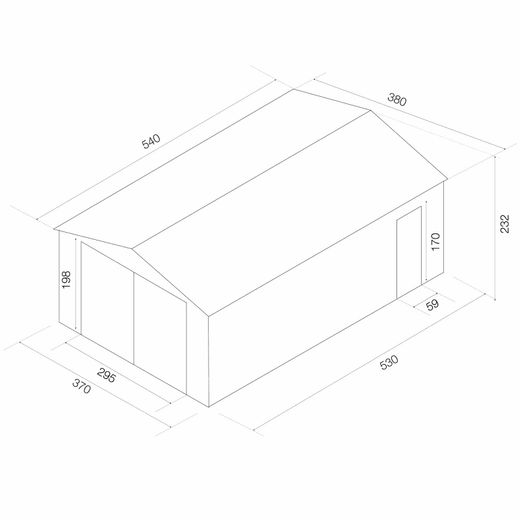 Metallgarage Gardiun Oxford 20,5 m² Außen, Grün, mit Doppeltür und Satteldach