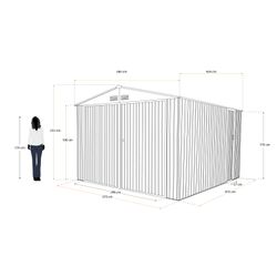 Garaje Metálico Gardiun Surrey 15,96 m² (380x420x232 cm) para 1 Coche | Doble Puerta Abatible, Puerta Lateral y Respiraderos | Diseño Efecto Madera
