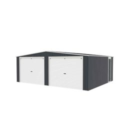 Metallgarage Warwick 32,68 m² für 2 Autos mit Rolltoren