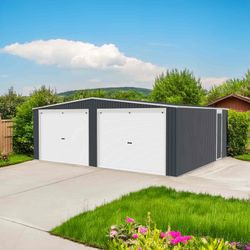 Metallgarage Warwick 32,68 m² für 2 Autos mit Rolltoren