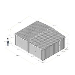 Metallgarage Warwick 32,68 m² für 2 Autos mit Rolltoren