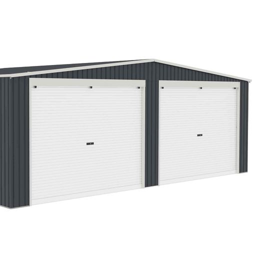 Metallgarage Warwick 32,68 m² für 2 Autos mit Rolltoren
