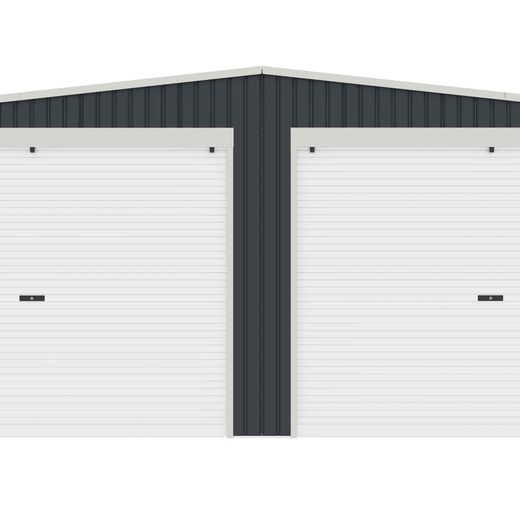 Metallgarage Warwick 32,68 m² für 2 Autos mit Rolltoren