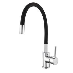 Grifo de Cocina K2O Flex, Monomando con Caño Giratorio y Aireador, Negro y Cromo
