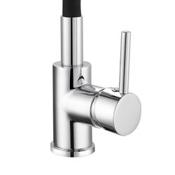 Grifo de Cocina K2O Flex, Monomando con Caño Giratorio y Aireador, Negro y Cromo