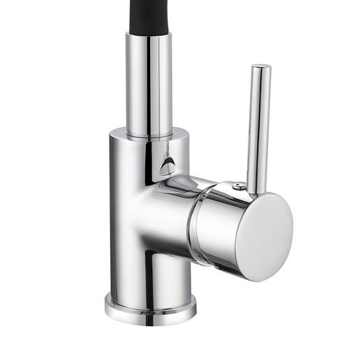 Grifo de Cocina K2O Flex, Monomando con Caño Giratorio y Aireador, Negro y Cromo