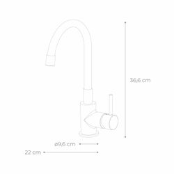 Grifo de Cocina K2O Flex, Monomando con Caño Giratorio y Aireador, Negro y Cromo