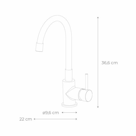 Grifo de Cocina K2O Flex, Monomando con Caño Giratorio y Aireador, Negro y Cromo