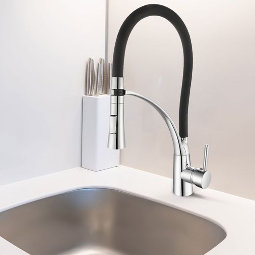 Grifo de Cocina K2O Splash con Caño Giratorio y Extraíble, Monomando, Aireador