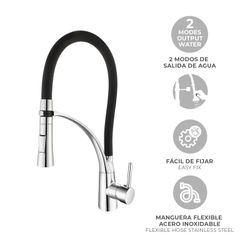 Grifo de Cocina K2O Splash con Caño Giratorio y Extraíble, Monomando, Aireador