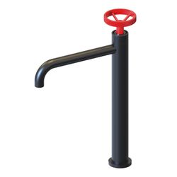 Grifo de lavabo K2O Chillout Delta Alto, negro rojo, monomando con aireador