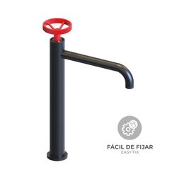 Grifo de lavabo K2O Chillout Delta Alto, negro rojo, monomando con aireador