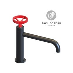 Grifo de lavabo K2O Chillout Delta Bajo, negro rojo, monomando con aireador