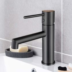 Grifo de lavabo Lusso Zen negro mate, monomando con aireador y cartucho cerámico