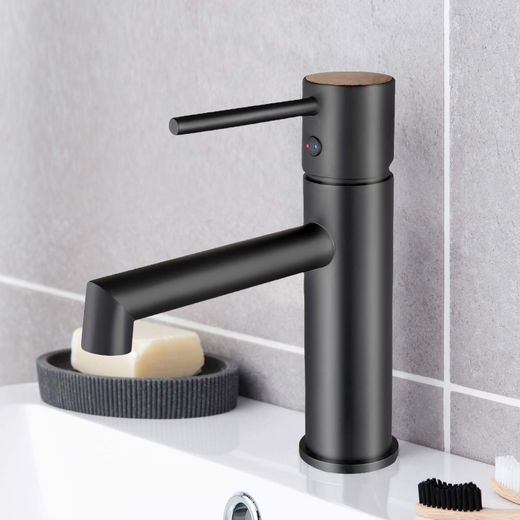 Grifo de lavabo Lusso Zen negro mate, monomando con aireador y cartucho cerámico