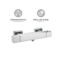 Grifo mezclador termostático K2O Chillout Relax, diseño cuadrado, latón cromado, ahorro de agua