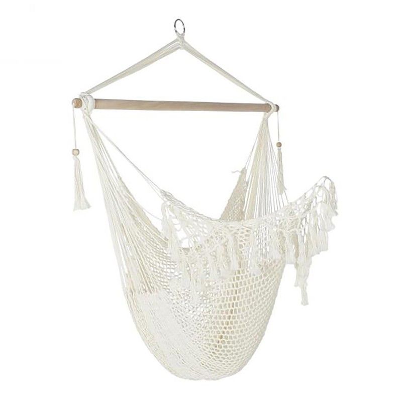 Hamaca con flecos, 100 x 50 x 130 cm, de algodón en beige | Colección Sea Side