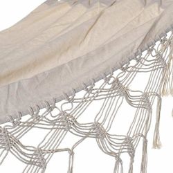 Hamaca con flecos, 200 x 100 x 28 cm, de algodón en blanco | Colección Sea Side