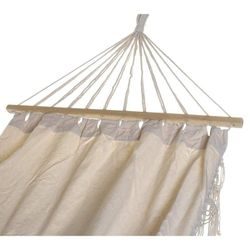 Hamaca con flecos, 200 x 100 x 28 cm, de algodón en blanco | Colección Sea Side