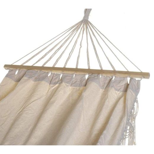 Hamaca con flecos, 200 x 100 x 28 cm, de algodón en blanco | Colección Sea Side