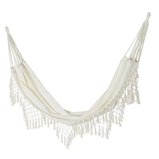 Hamaca con flecos, 200 x 130 x 60 cm, de algodón en beige | Colección Sea Side