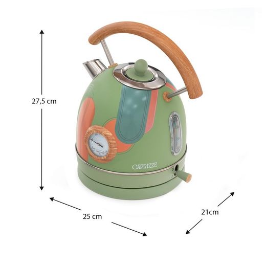 Bollitore elettrico con design a foglie, 25 x 21 x 27,5 cm, in acciaio inossidabile e polipropilene verde | Collezione Nara