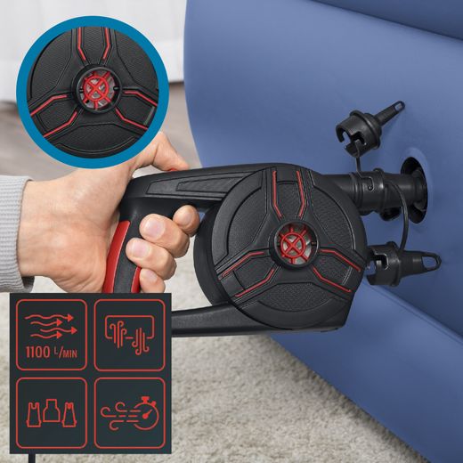Pompa Elettrica Portatile AC Power Grip Bestway con 3 Adattatori per Valvole, Nero