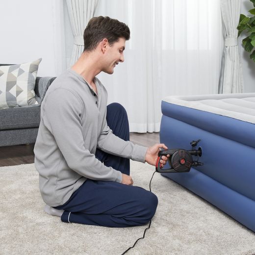 Pompa Elettrica Portatile AC Power Grip Bestway con 3 Adattatori per Valvole, Nero