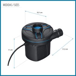 Inflador Eléctrico Portátil AC Power Grip Bestway 3 Adaptadores Válvulas